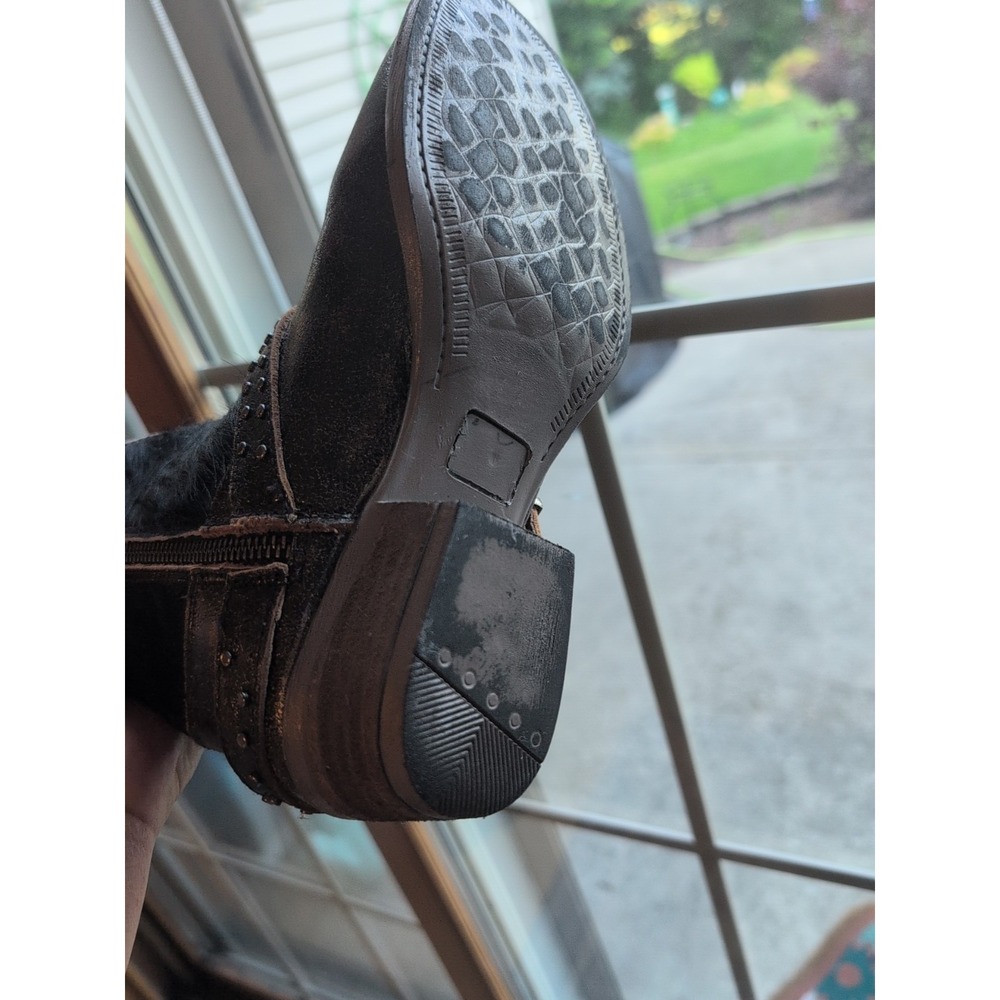 Sterling River Womens Short Ankle Boot Sz 7.5M Studded Leather Brown Calf Hair - Picture 7 of 10